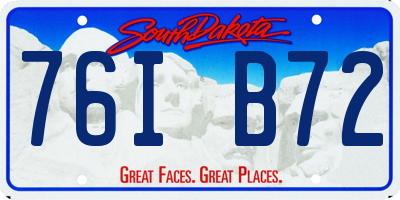 SD license plate 76IB72