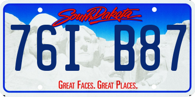 SD license plate 76IB87