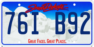 SD license plate 76IB92