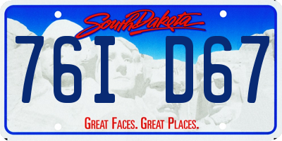 SD license plate 76ID67