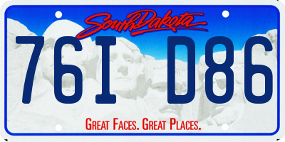 SD license plate 76ID86