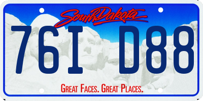 SD license plate 76ID88