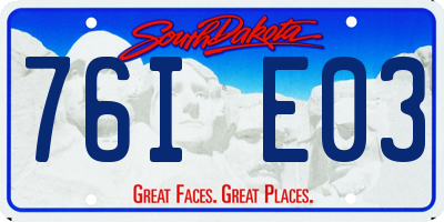 SD license plate 76IE03