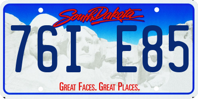 SD license plate 76IE85