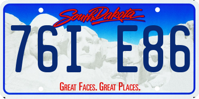 SD license plate 76IE86