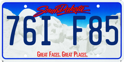 SD license plate 76IF85