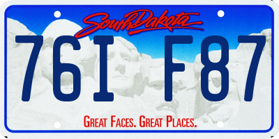 SD license plate 76IF87