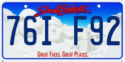 SD license plate 76IF92
