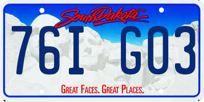 SD license plate 76IG03
