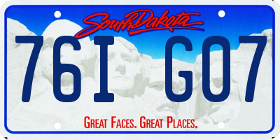 SD license plate 76IG07