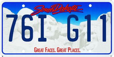 SD license plate 76IG11