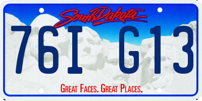 SD license plate 76IG13