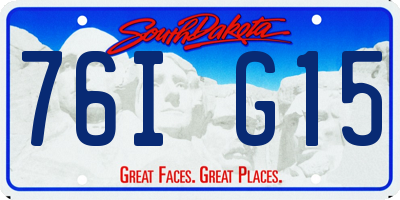 SD license plate 76IG15
