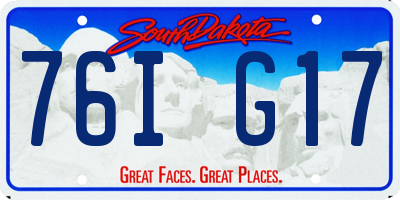 SD license plate 76IG17