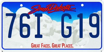 SD license plate 76IG19