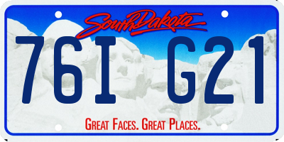 SD license plate 76IG21