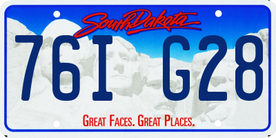SD license plate 76IG28
