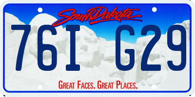 SD license plate 76IG29