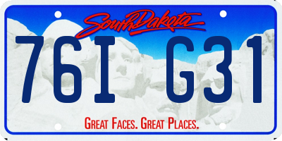 SD license plate 76IG31