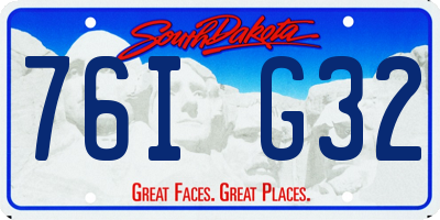 SD license plate 76IG32