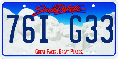 SD license plate 76IG33