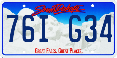 SD license plate 76IG34