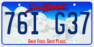 SD license plate 76IG37