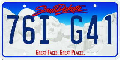 SD license plate 76IG41