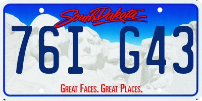 SD license plate 76IG43