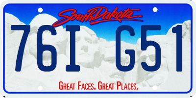 SD license plate 76IG51