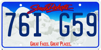SD license plate 76IG59