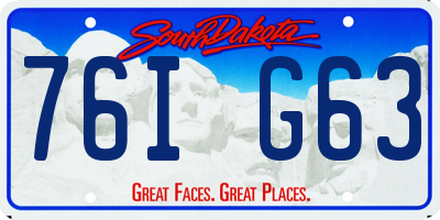 SD license plate 76IG63
