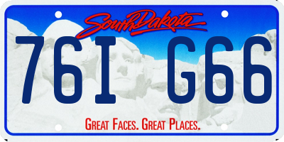 SD license plate 76IG66