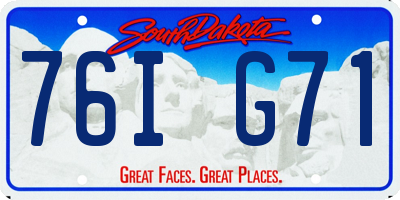 SD license plate 76IG71