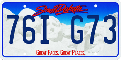 SD license plate 76IG73