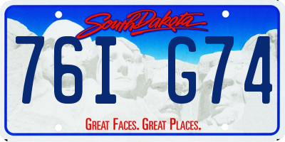 SD license plate 76IG74