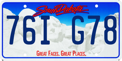 SD license plate 76IG78