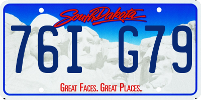 SD license plate 76IG79