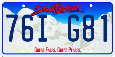 SD license plate 76IG81