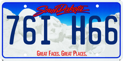 SD license plate 76IH66