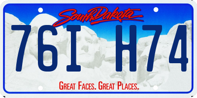 SD license plate 76IH74