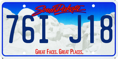 SD license plate 76IJ18