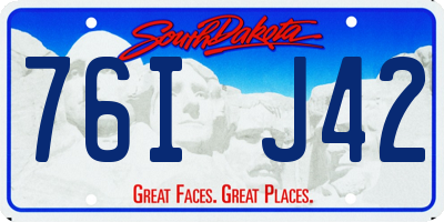 SD license plate 76IJ42