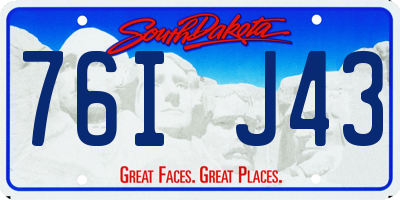 SD license plate 76IJ43