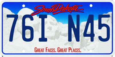 SD license plate 76IN45