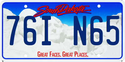 SD license plate 76IN65