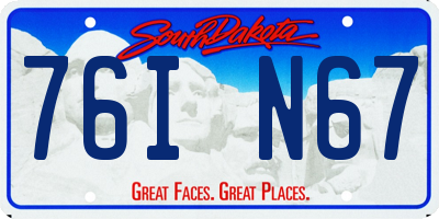 SD license plate 76IN67