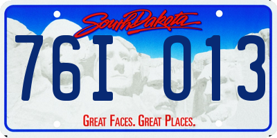 SD license plate 76IO13
