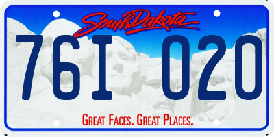 SD license plate 76IO20