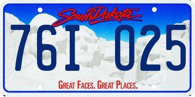 SD license plate 76IO25